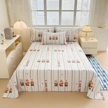 Cute cartoon pure cotton bed sheet for children’s bedrooms