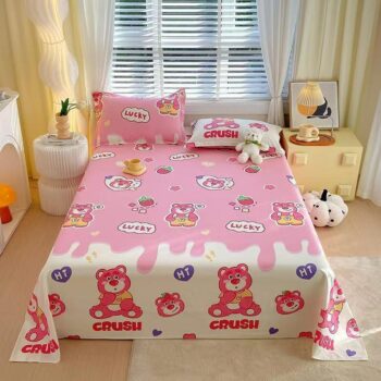 Kids cartoon pure cotton bed sheet with soft breathable fabric