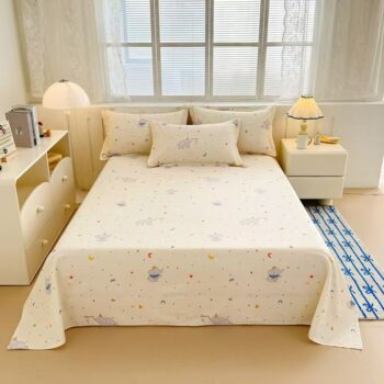 Cute cartoon pure cotton bed sheet for children’s bedrooms