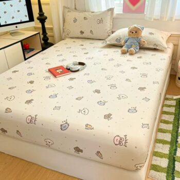 Pure cotton non-slip cartoon fitted sheet for children’s single beds