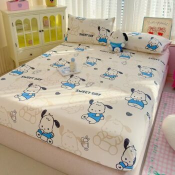 Washed cotton non-slip cartoon fitted sheet for children’s beds