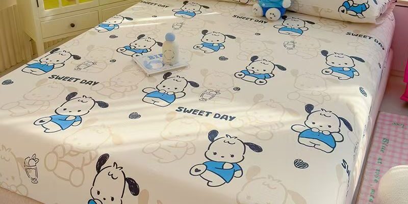 Washed cotton non-slip cartoon fitted sheet for children’s beds