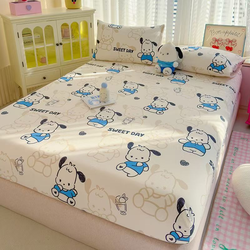 Washed cotton non-slip cartoon fitted sheet for children’s beds