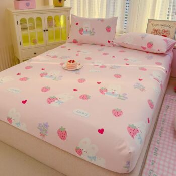 Washed cotton non-slip cartoon fitted sheet for children’s beds