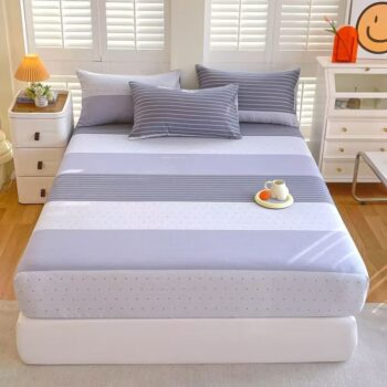 Breathable Nordic-style pure cotton printed fitted sheet for home bedroom