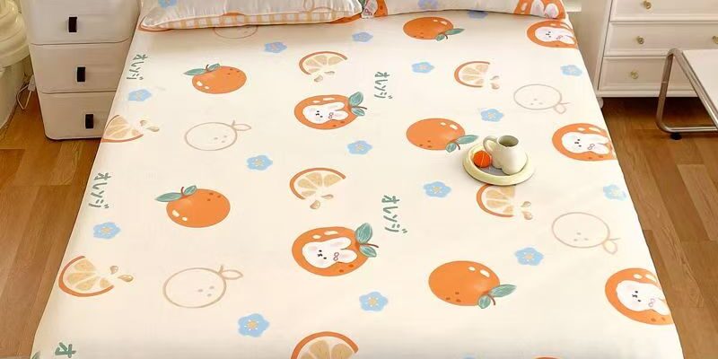 Breathable Nordic-style pure cotton printed fitted sheet for home bedroom