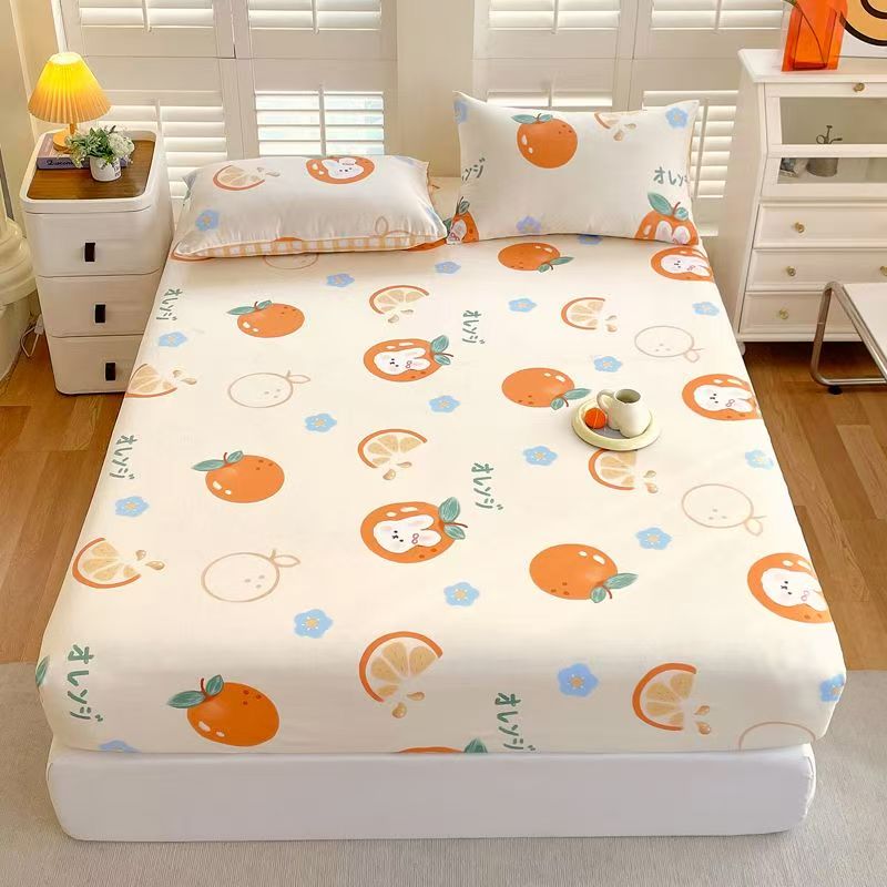 Breathable Nordic-style pure cotton printed fitted sheet for home bedroom