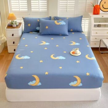 Breathable Nordic-style pure cotton printed fitted sheet for home bedroom