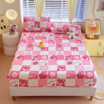 Breathable Nordic-style pure cotton printed fitted sheet for home bedroom