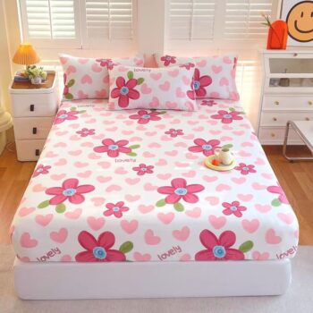 Breathable Nordic-style pure cotton printed fitted sheet for home bedroom