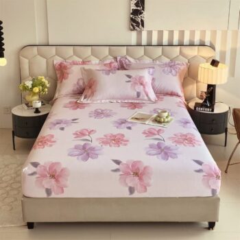 Premium thick cotton printed fitted sheet for luxury home beds