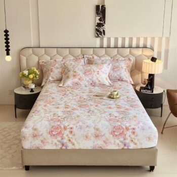 Premium thick cotton printed fitted sheet for luxury home beds