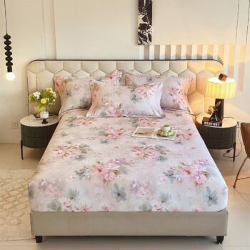 Premium thick cotton printed fitted sheet for luxury home beds