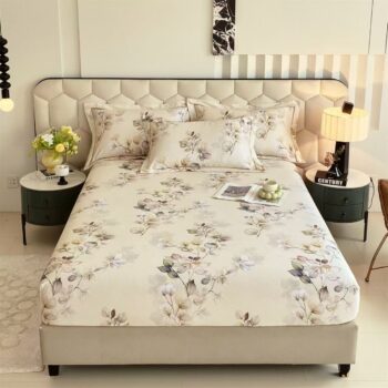 Premium thick cotton printed fitted sheet for luxury home beds
