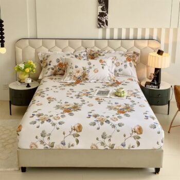 Premium thick cotton printed fitted sheet for luxury home beds