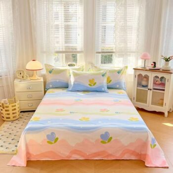 Soft breathable printed cotton bed sheet for home bedrooms