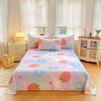 Soft breathable printed cotton bed sheet for home bedrooms