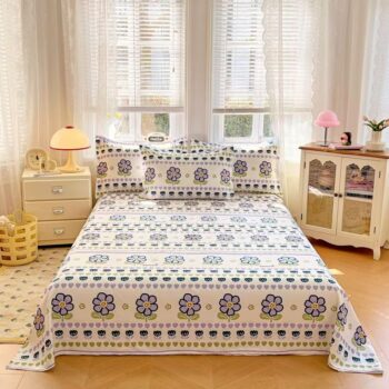 Soft breathable printed cotton bed sheet for home bedrooms