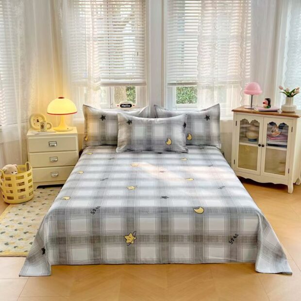 Soft breathable printed cotton bed sheet for home bedrooms