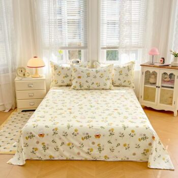 Soft breathable printed cotton bed sheet for home bedrooms