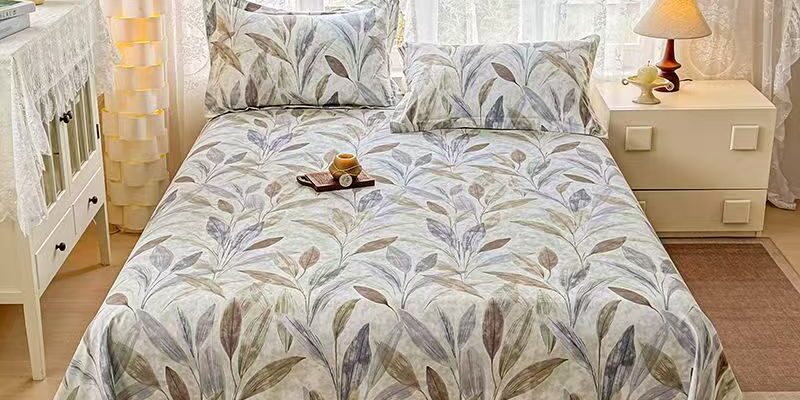 Printed pure cotton bed sheet with soft breathable texture