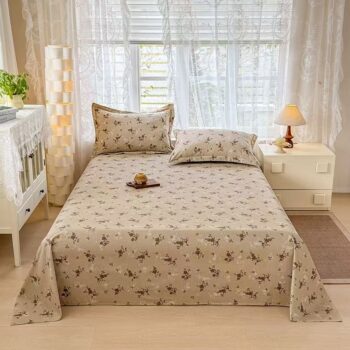 Printed pure cotton bed sheet with soft breathable texture