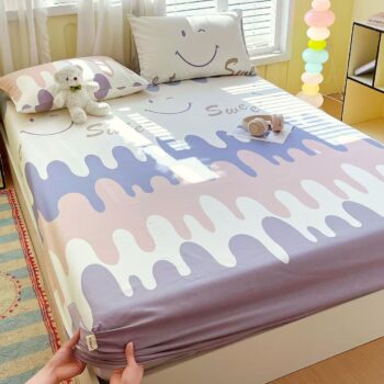 Pure cotton non-slip fitted sheet designed for apartment bedrooms