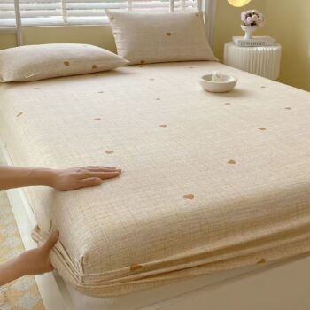 Pure cotton non-slip fitted sheet designed for apartment bedrooms