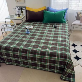 Premium checkered pure cotton fitted sheet for modern bedrooms