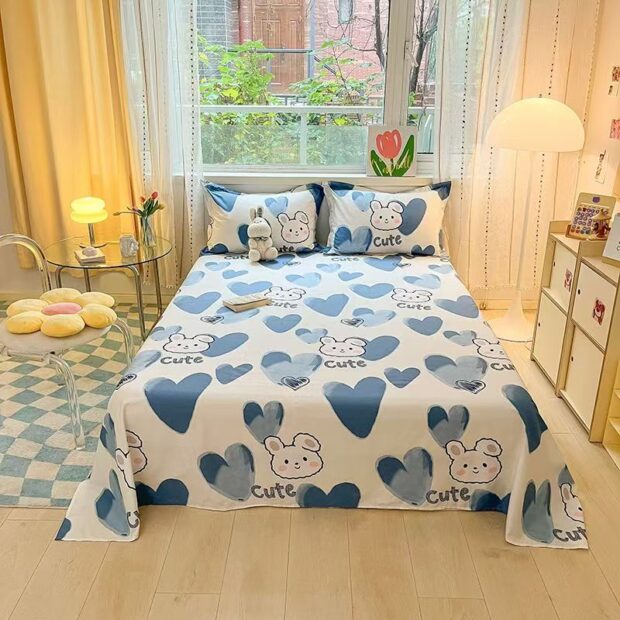 Soft breathable pure cotton bedroom bed sheet