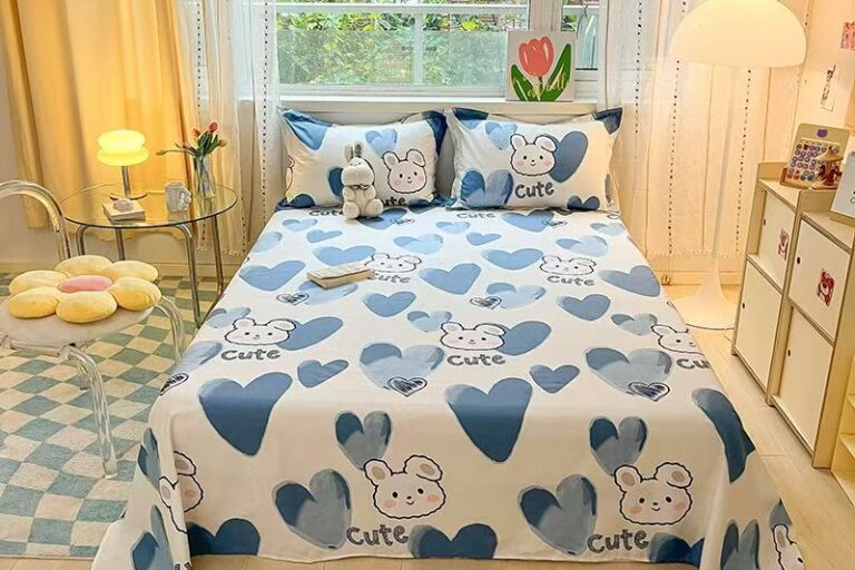 Pure Cotton Comfortable Bedroom Bed Sheet (4) Soft breathable pure cotton bedroom bed sheet