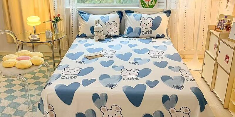 Soft breathable pure cotton bedroom bed sheet