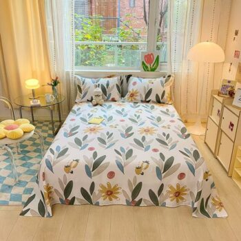 Soft breathable pure cotton bedroom bed sheet