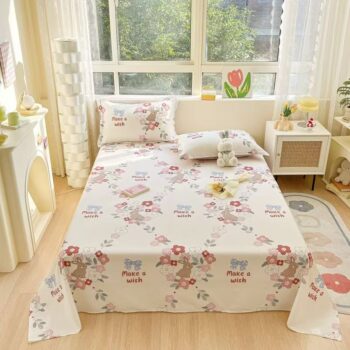 Soft breathable pure cotton bedroom bed sheet