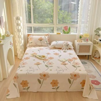 Soft breathable pure cotton bedroom bed sheet