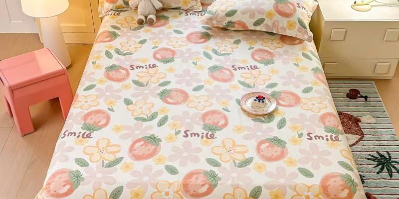 Breathable pure cotton bed sheet for student dorm rooms