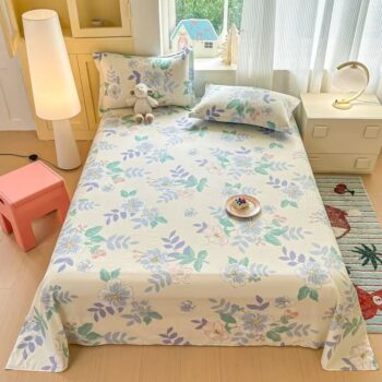 Breathable pure cotton bed sheet for student dorm rooms