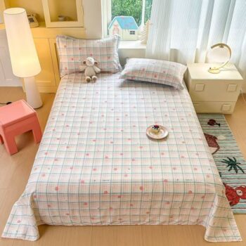 Breathable pure cotton bed sheet for student dorm rooms