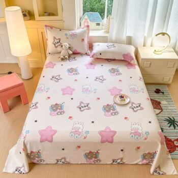 Breathable pure cotton bed sheet for student dorm rooms