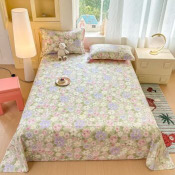 Breathable pure cotton bed sheet for student dorm rooms