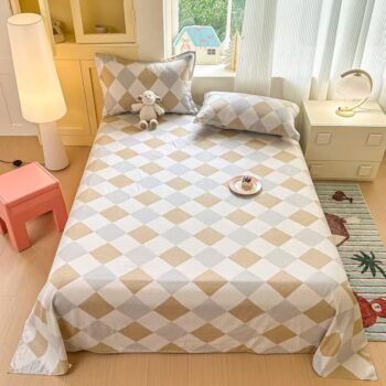 Breathable pure cotton bed sheet for student dorm rooms