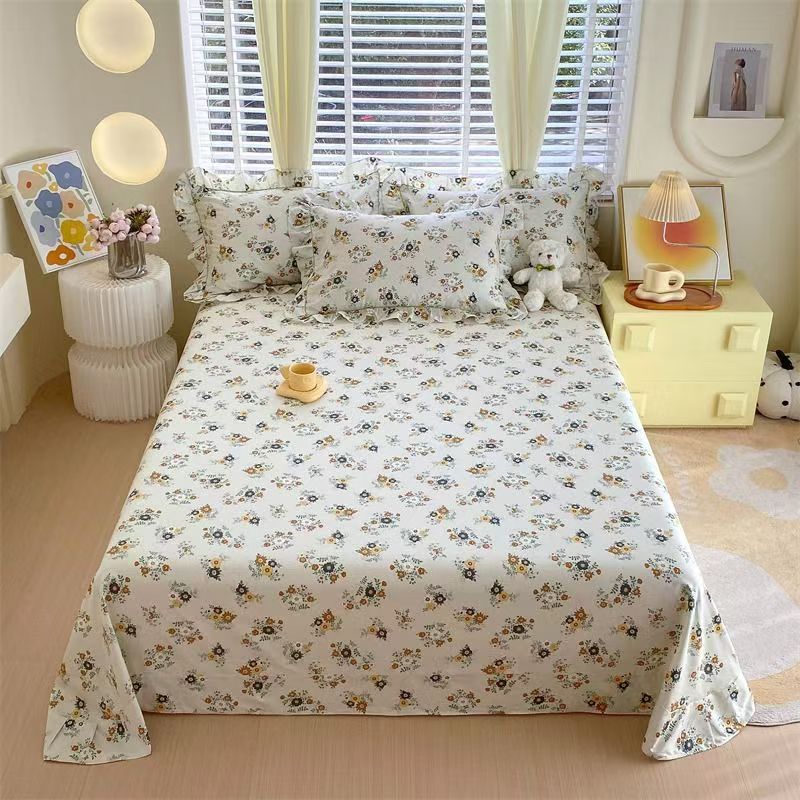 Fresh-style pure cotton small floral printed bed sheet