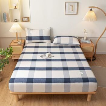 Fresh pure cotton printed dust-proof non-slip fitted sheet