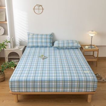 Fresh pure cotton printed dust-proof non-slip fitted sheet