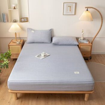 Fresh pure cotton printed dust-proof non-slip fitted sheet