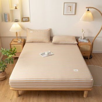 Fresh pure cotton printed dust-proof non-slip fitted sheet