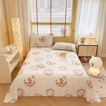 Soft pure cotton bed sheet for home use, breathable design