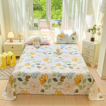 Pure cotton home bed sheet for single and double beds