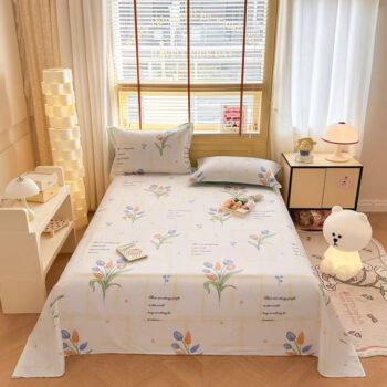 Soft pure cotton bed sheet for home use, breathable design