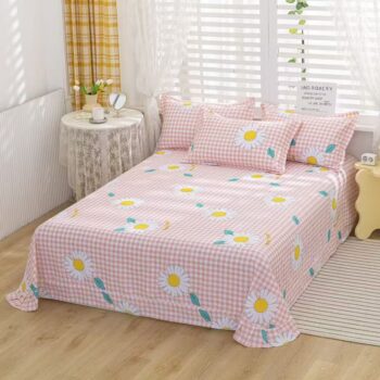 Soft breathable pure cotton bed sheet for home bedrooms